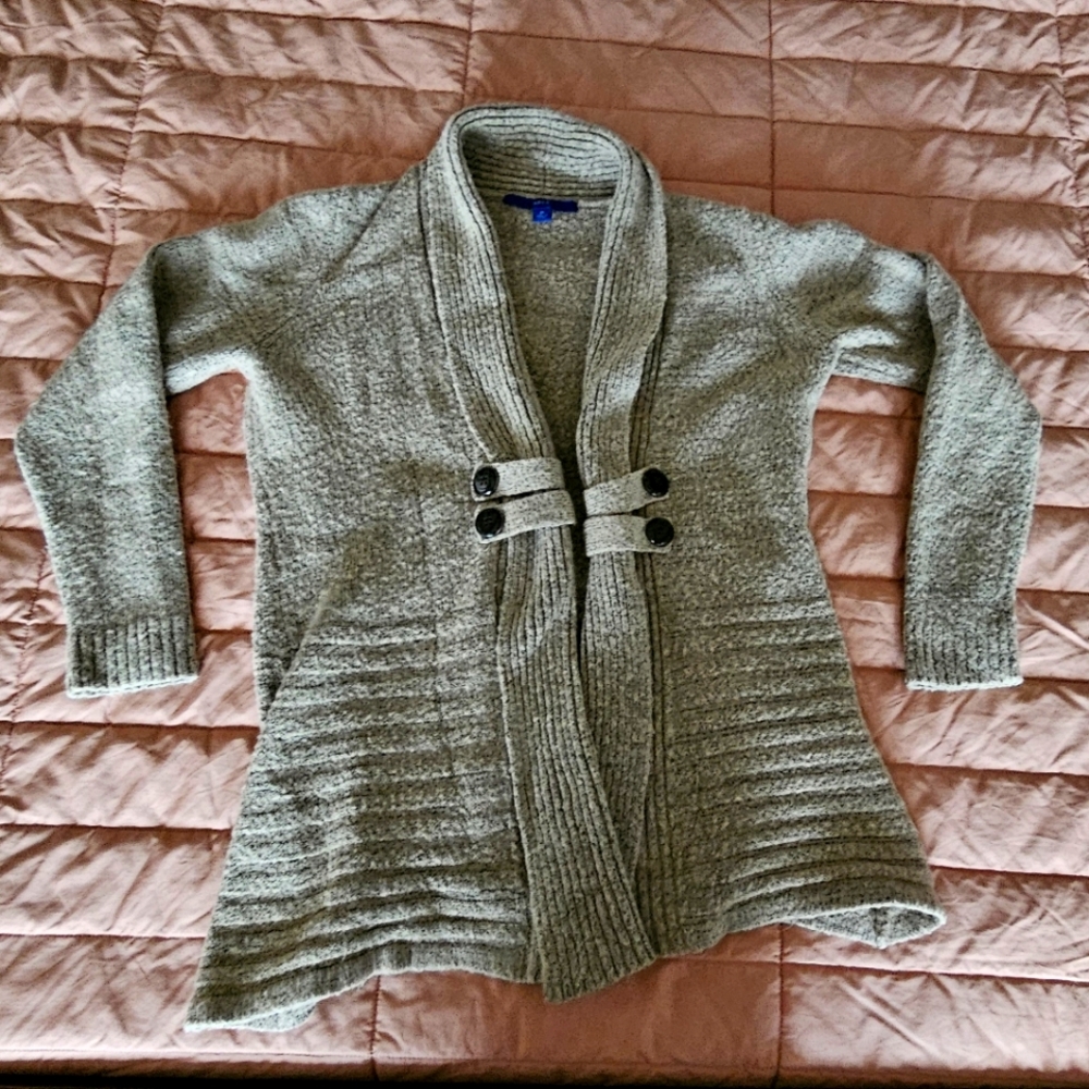 Gray Women's Sweater with Button Detail
